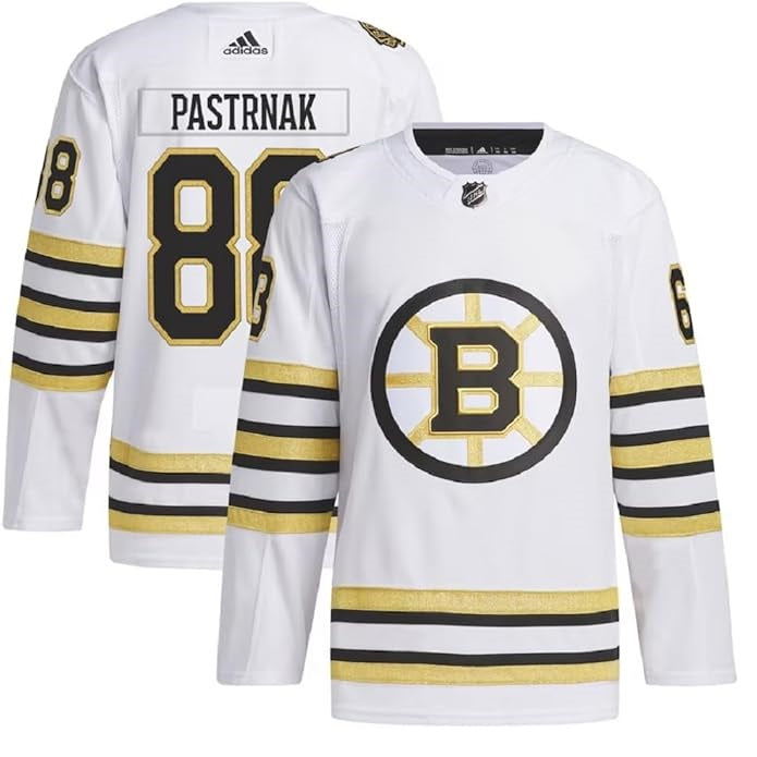 David Pastrnak Men's Authentic Jersey #88 Boston Bruins Adidas Replica Player Pro Primegreen 100th Anniversary Away Jersey