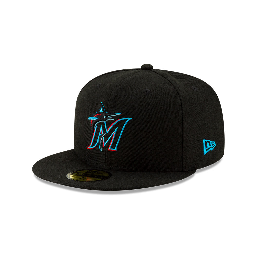 Gorra ajustada New Era Authentic On-Field 59FIFTY de los Miami Marlins, color negro