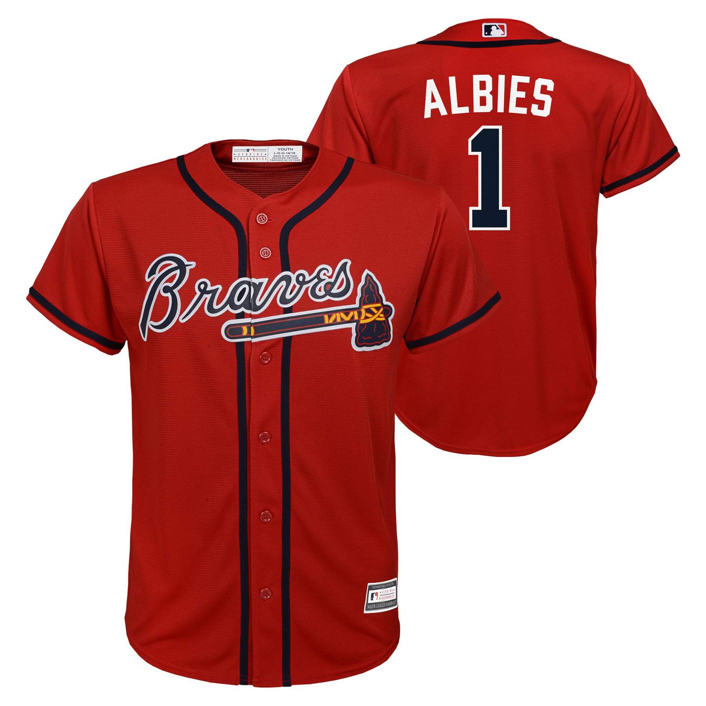 Ozzie Albies Youth Jersey #1 Atlanta Braves Replica Player Jersey - Youth Boys (8-20)