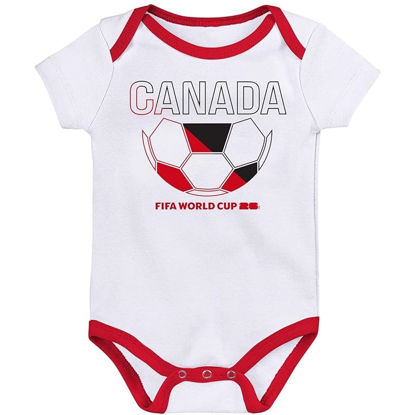 FIFA World Cup 2026 Canada 3 Pack Creeper Onesie Bodysuit Set - Newborn/Infant