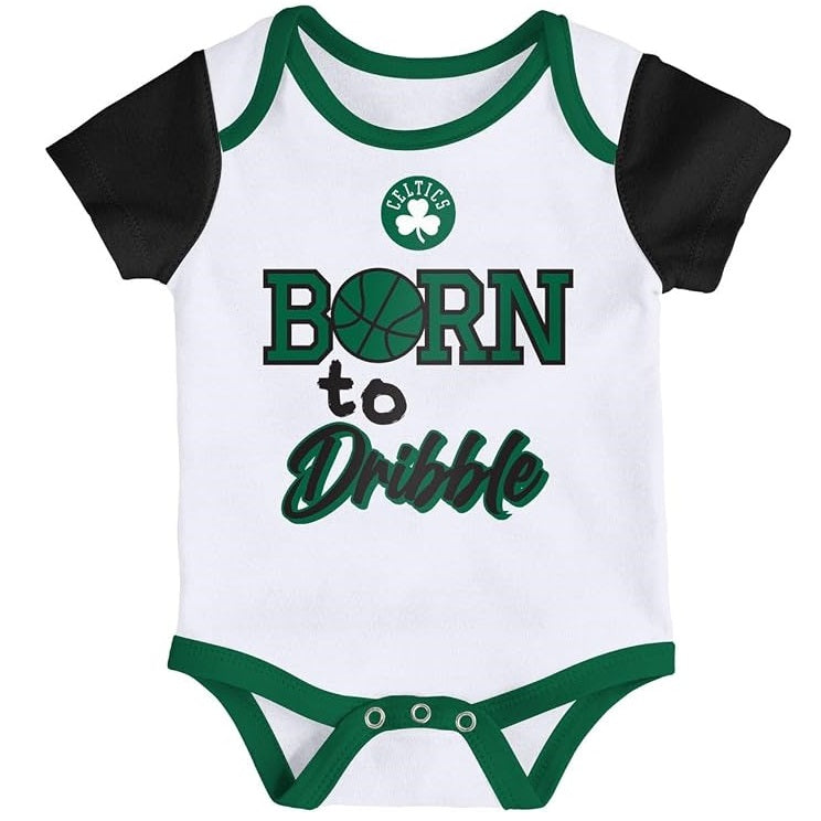 Boston Celtics 3 Pack Born To Hoop Creeper Onesie Bodysuit Set - Newborn/Infant