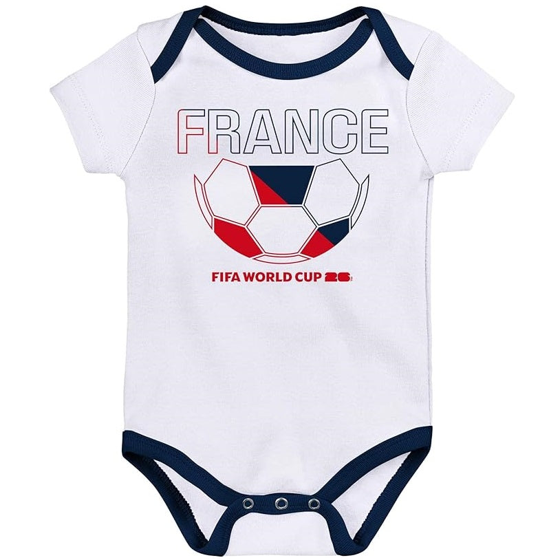 FIFA World Cup 2026 France 3 Pack Creeper Onesie Bodysuit Set - Newborn/Infant