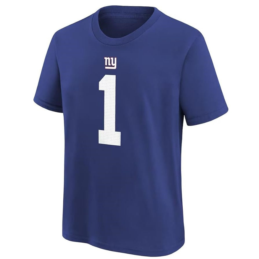 Malik Nabers Youth T-Shirt #1 New York Giants Nike Fuse Name Number Player T-Shirt - Youth Boys (8-20)