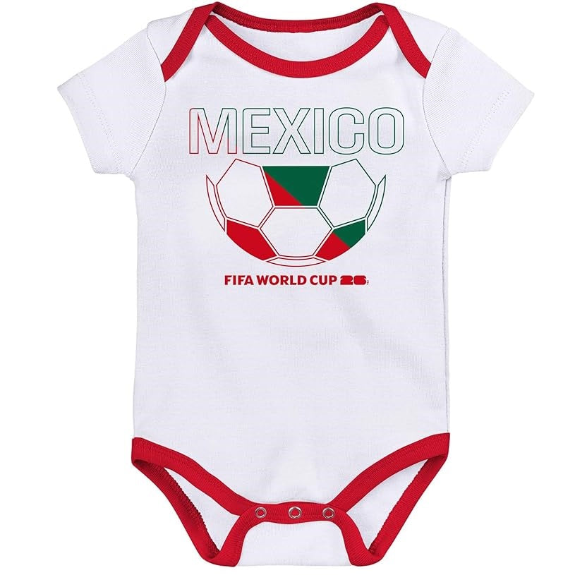 FIFA World Cup 2026 Mexico 3 Pack Creeper Onesie Bodysuit Set - Newborn/Infant