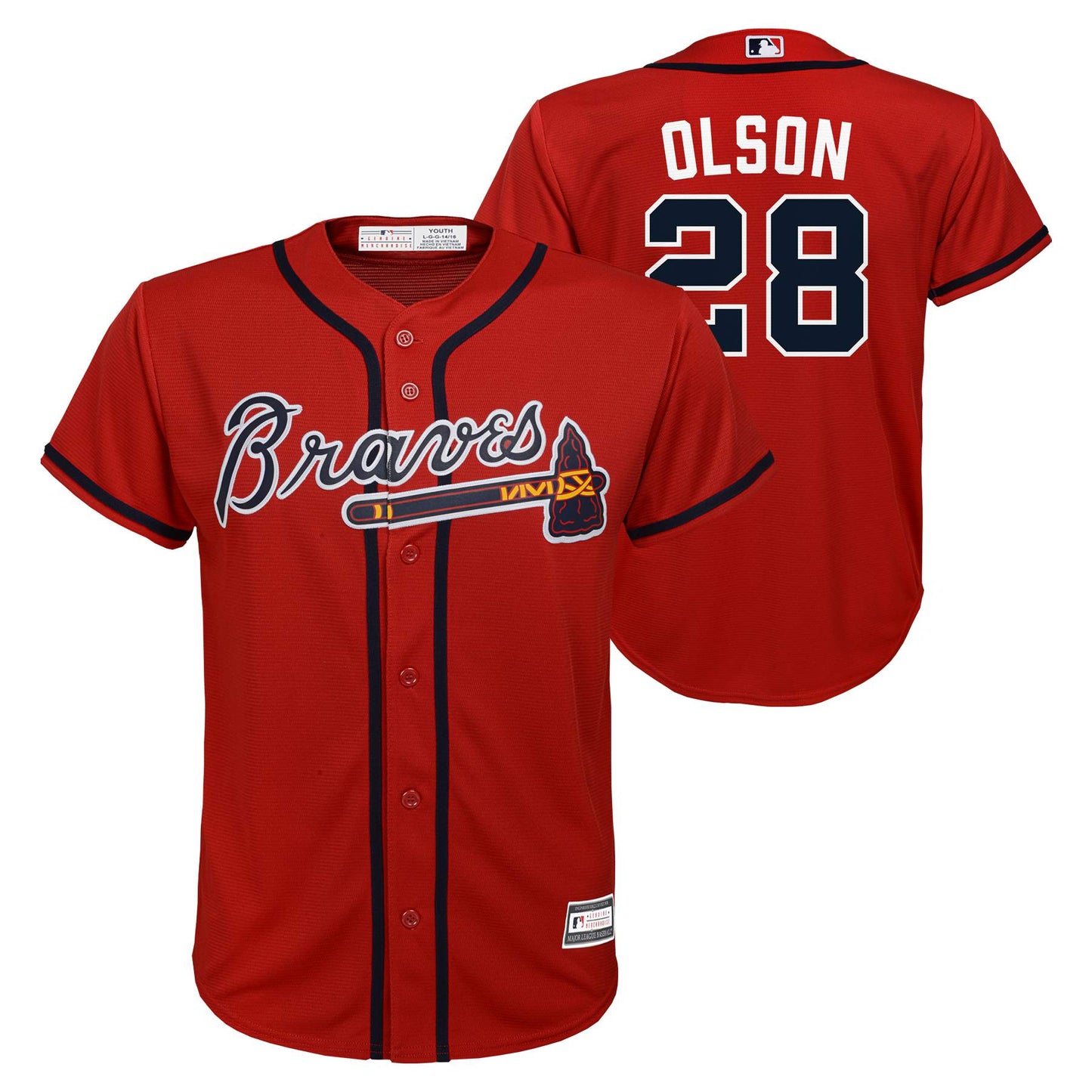 Matt Olson Youth Jersey #28 Atlanta Braves Replica Player Jersey - Youth Boys (8-20)