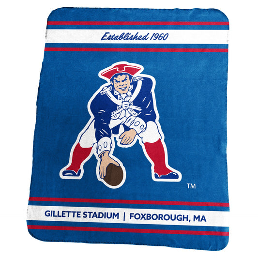 Manta clásica de polar con estampado retro de los New England Patriots de 50" x 60"