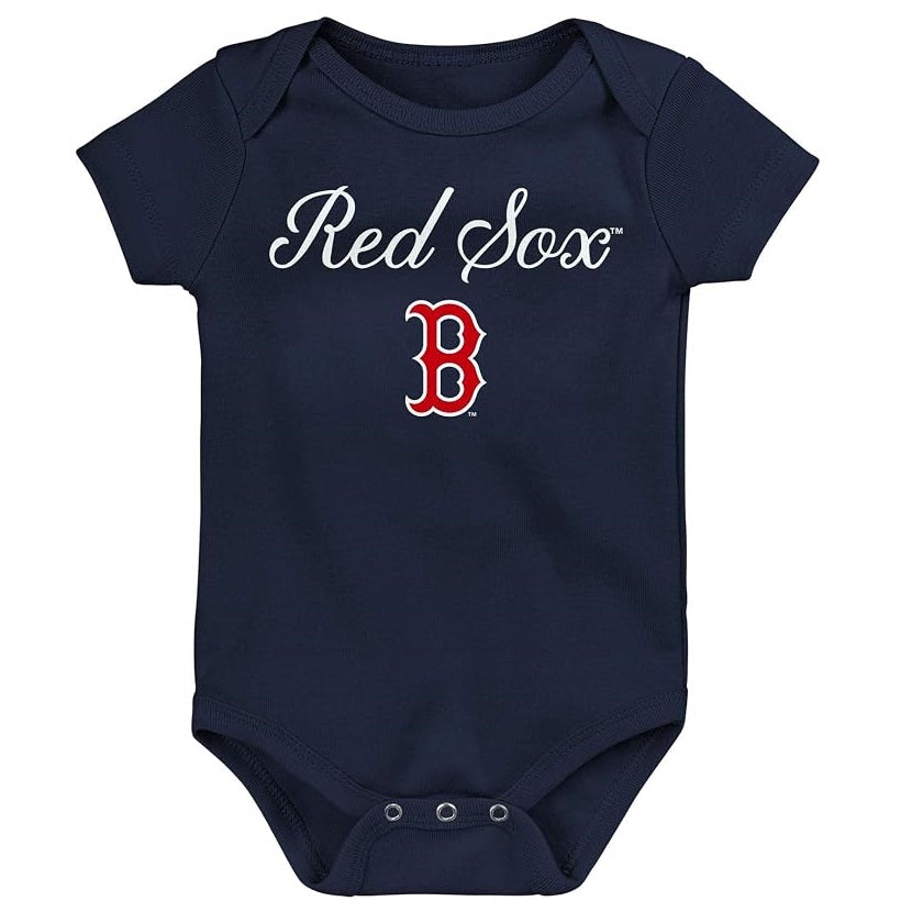 Boston Red Sox Team Logo Wordmark Creeper Romper Onesie - Newborn/Infant