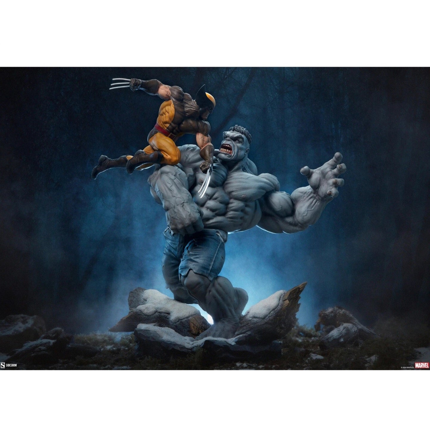 Sideshow Collectibles Marvel Grey Hulk vs. Wolverine Maquette Statue