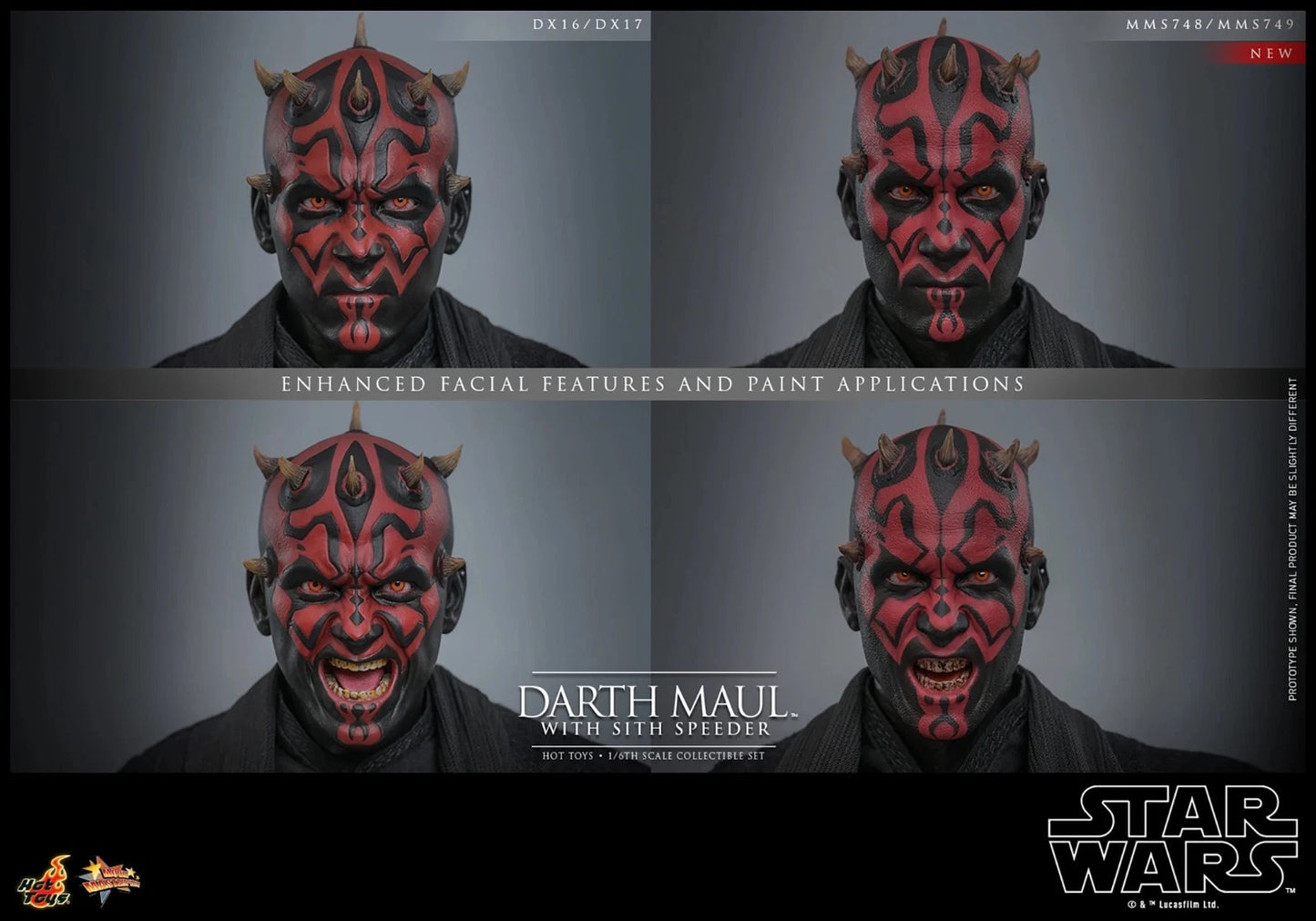 Hot Toys Star Wars Phantom Menace MMS749 Darth Maul w/Speeder 1/6 Scale