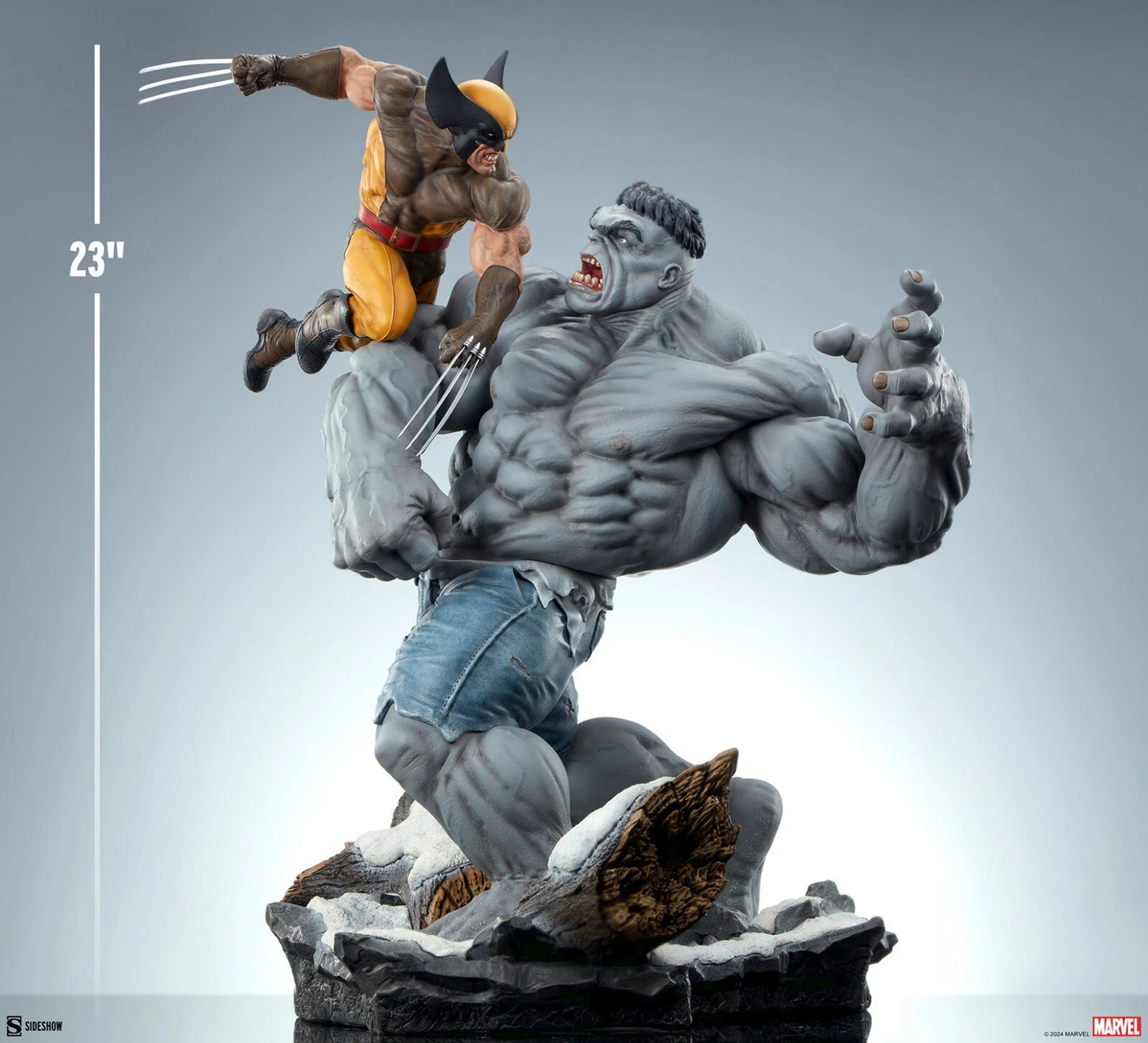 Sideshow Collectibles Marvel Grey Hulk vs. Wolverine Maquette Statue
