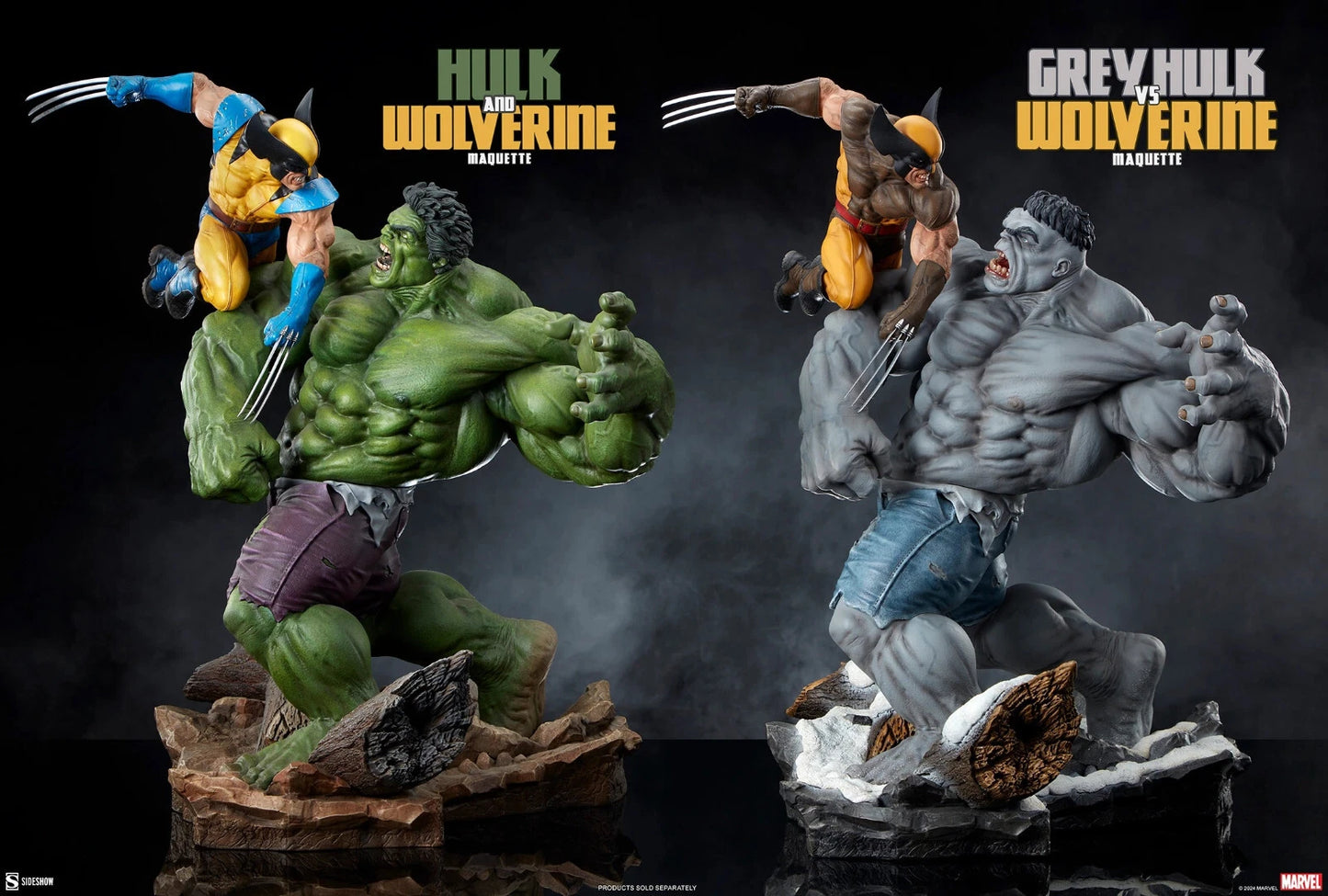 Sideshow Collectibles Marvel Grey Hulk vs. Wolverine Maquette Statue