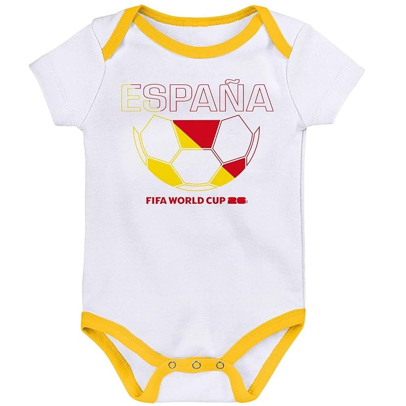 FIFA World Cup 2026 Spain 3 Pack Creeper Onesie Bodysuit Set - Newborn/Infant