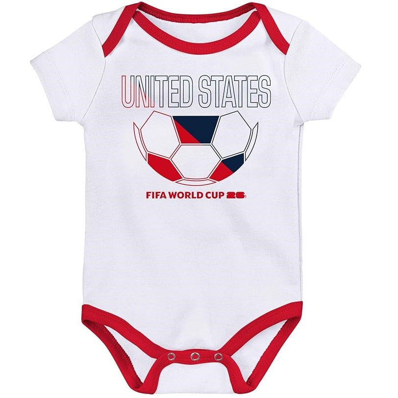 FIFA World Cup 2026 USA 3 Pack Creeper Onesie Bodysuit Set - Newborn/Infant