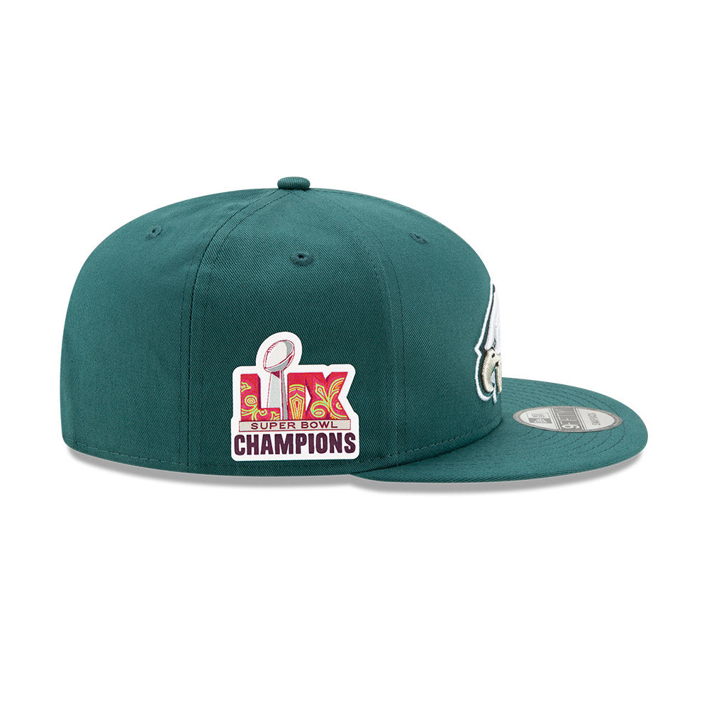 Philadelphia Eagles New Era Super Bowl LIX Champions Side Patch 9FIFTY Snapback Hat - Midnight Green