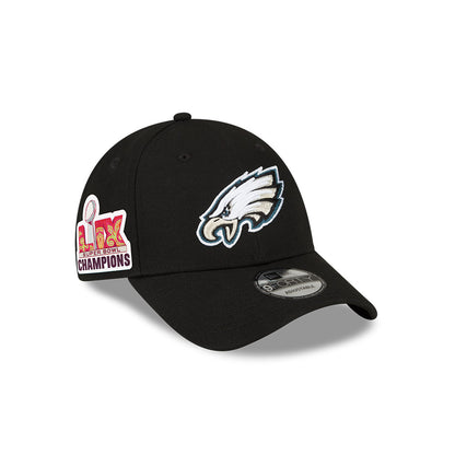 Philadelphia Eagles New Era Super Bowl LIX Champions Side Patch 9FORTY Adjustable Hat - Black