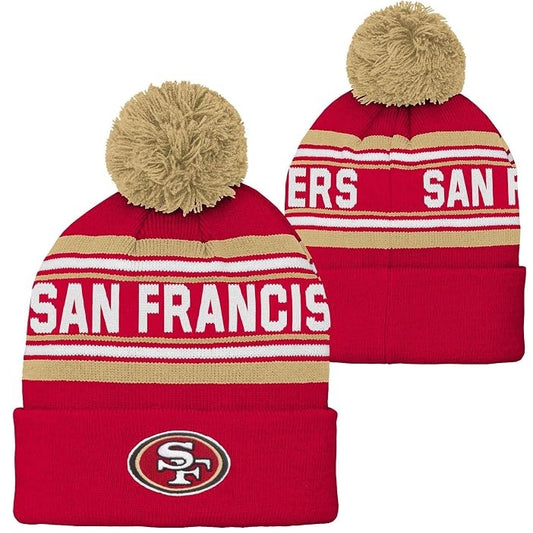 San Francisco 49ers Youth Jacquard Cuffed Pom Knit Hat
