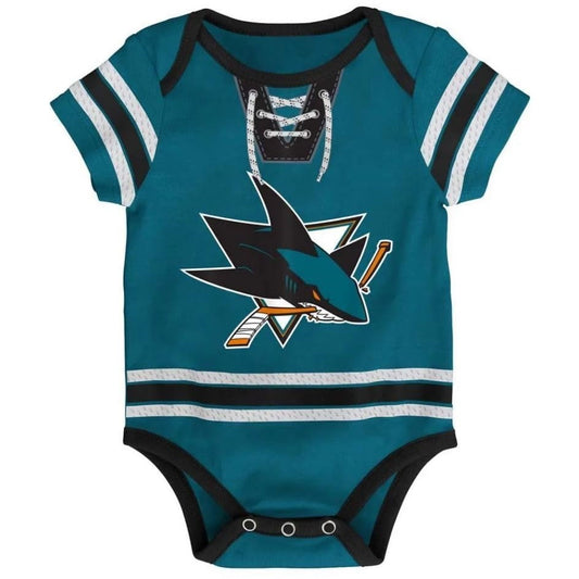San Jose Sharks Hockey Jersey Creeper Romper Onesie - Newborn/Infant