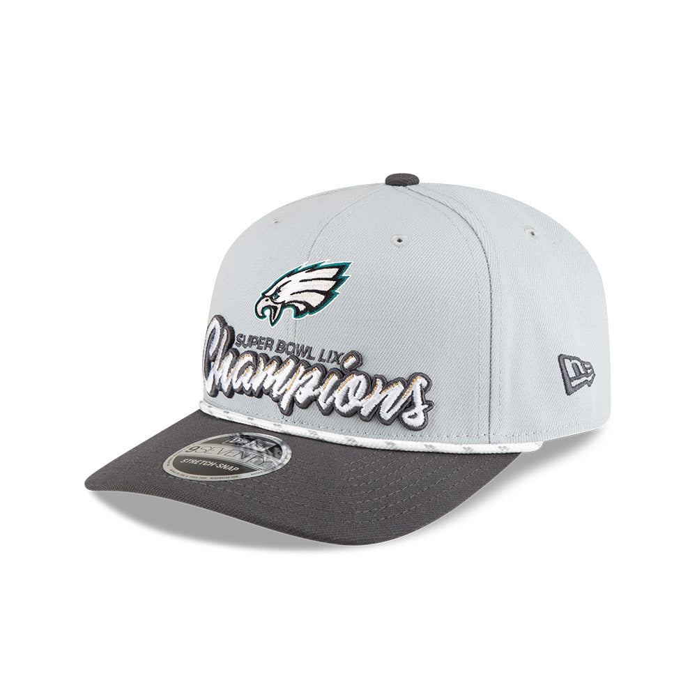 Philadelphia Eagles New Era Super Bowl LIX Champions Locker Room Trophy Collection 9SEVENTY Rope Adjustable Hat - Gray/Charcoal