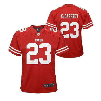 Nike Christian McCaffrey Youth Jersey #23 San Francisco 49ers Game Day Replica Player Jersey - Youth Boys (8-20)