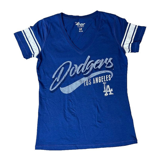 Camiseta de mujer con cuello en V y diseño desgastado de los New York Yankees Ballpark