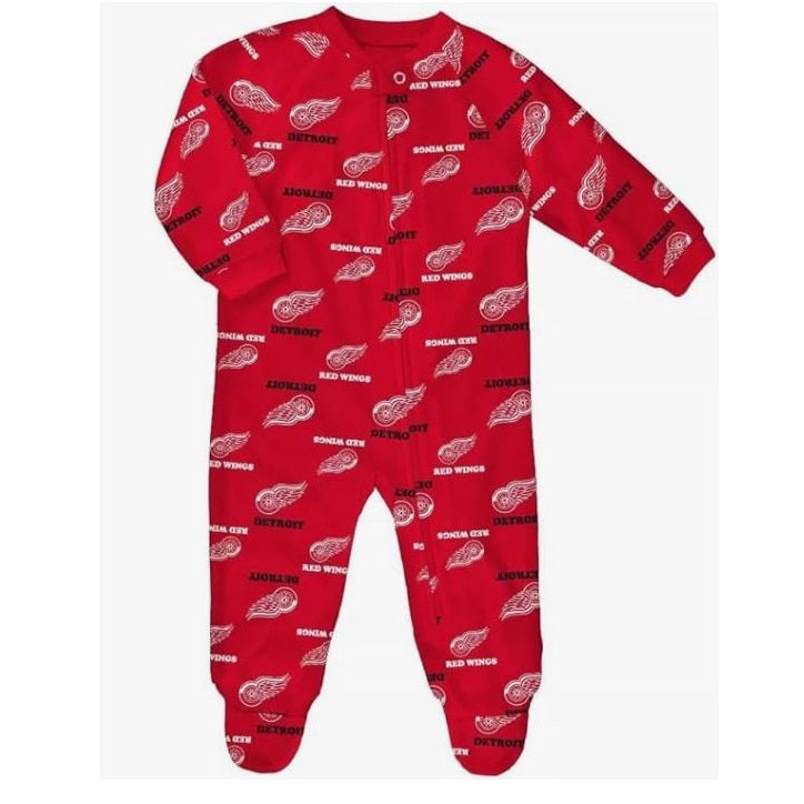 Detroit Red Wings Raglan Full Zip Coverall Onesie - Newborn/Infant