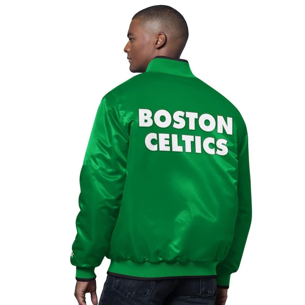 Boston Celtics STARTER Men's Full Zip Ambassador Satin Varsity Jacket