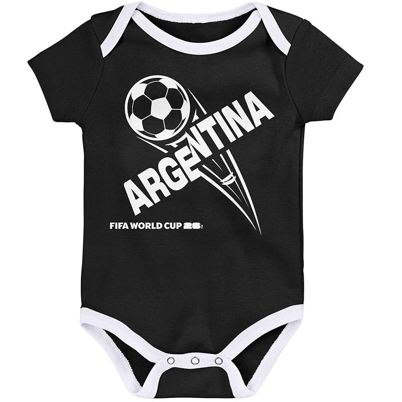 FIFA World Cup 2026 Argentina 3 Pack Creeper Onesie Bodysuit Set - Newborn/Infant