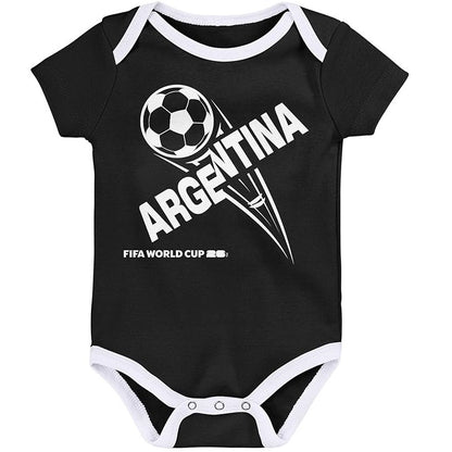 FIFA World Cup 2026 Argentina 3 Pack Creeper Onesie Bodysuit Set - Newborn/Infant