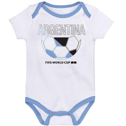 FIFA World Cup 2026 Argentina 3 Pack Creeper Onesie Bodysuit Set - Newborn/Infant