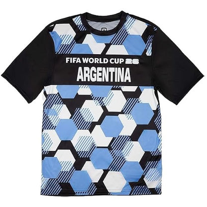 FIFA World Cup 2026 Youth Argentina Hex Pattern Sublimated Country Team Jersey - Youth Boys (8-20)