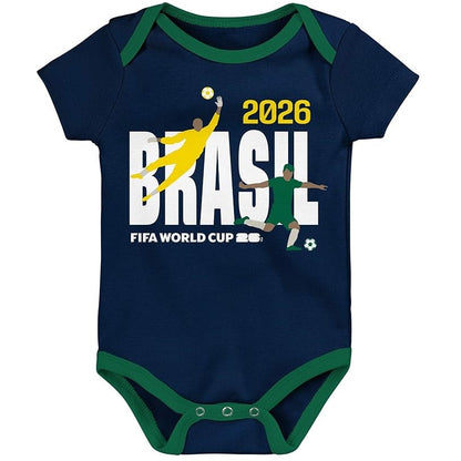 FIFA World Cup 2026 Brazil 3 Pack Creeper Onesie Bodysuit Set - Newborn/Infant
