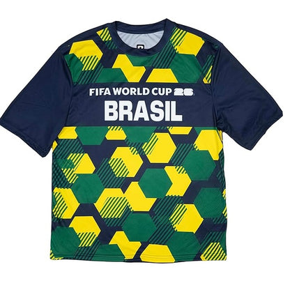 FIFA World Cup 2026 Youth Brazil Hex Pattern Sublimated Country Team Jersey - Youth Boys (8-20)