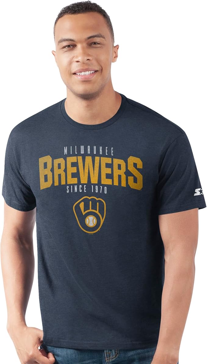 Milwaukee Brewers STARTER Men's Prime Time Distressed T-Shirt