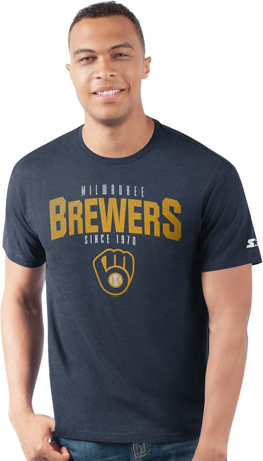 Milwaukee Brewers STARTER Men's Prime Time Distressed T-Shirt