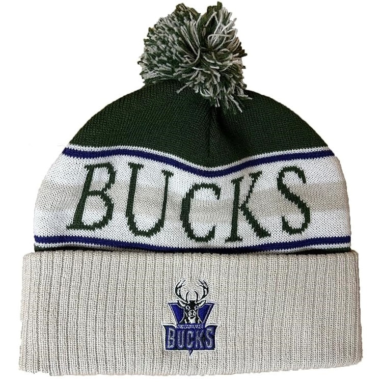 Milwaukee Bucks Mitchell & Ness Hardwood Classics Cuffed Knit Pom Hat