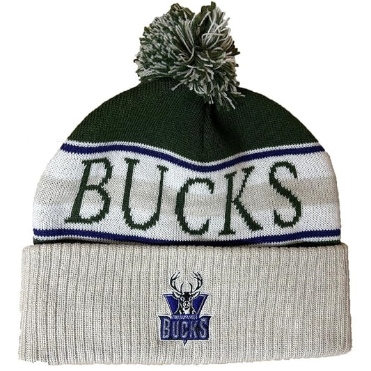 Milwaukee Bucks Mitchell & Ness Hardwood Classics Cuffed Knit Pom Hat