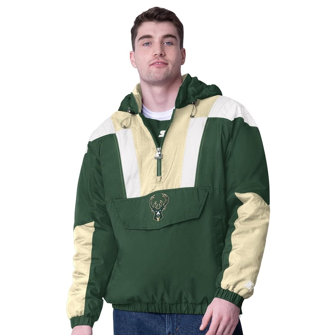 Milwaukee Bucks G-III Men's Half Zip Charger Crinkle Jacket