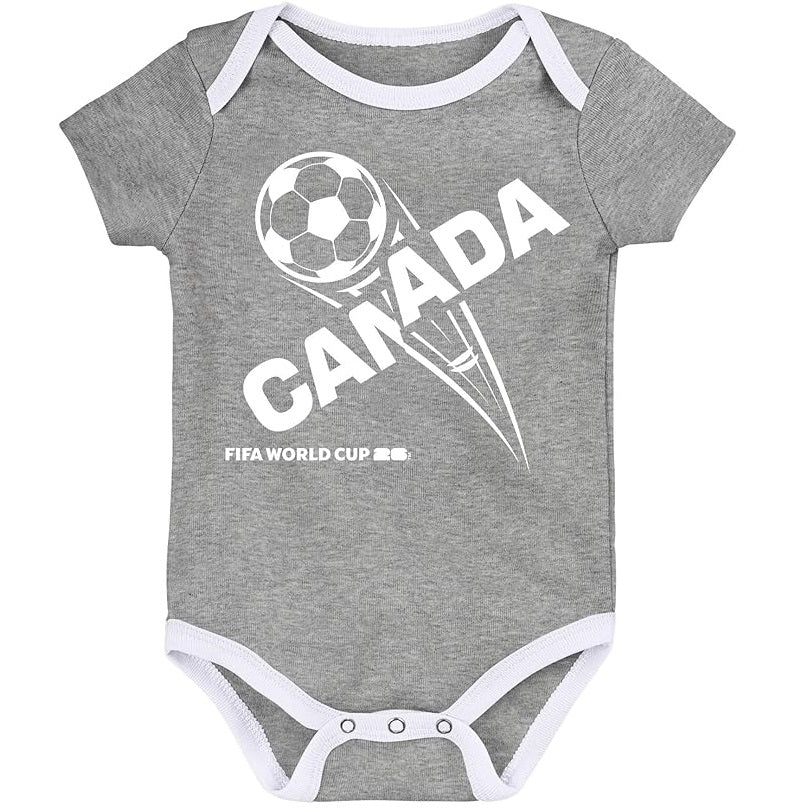FIFA World Cup 2026 Canada 3 Pack Creeper Onesie Bodysuit Set - Newborn/Infant