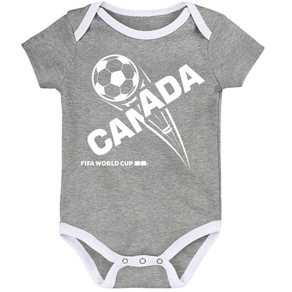 FIFA World Cup 2026 Canada 3 Pack Creeper Onesie Bodysuit Set - Newborn/Infant
