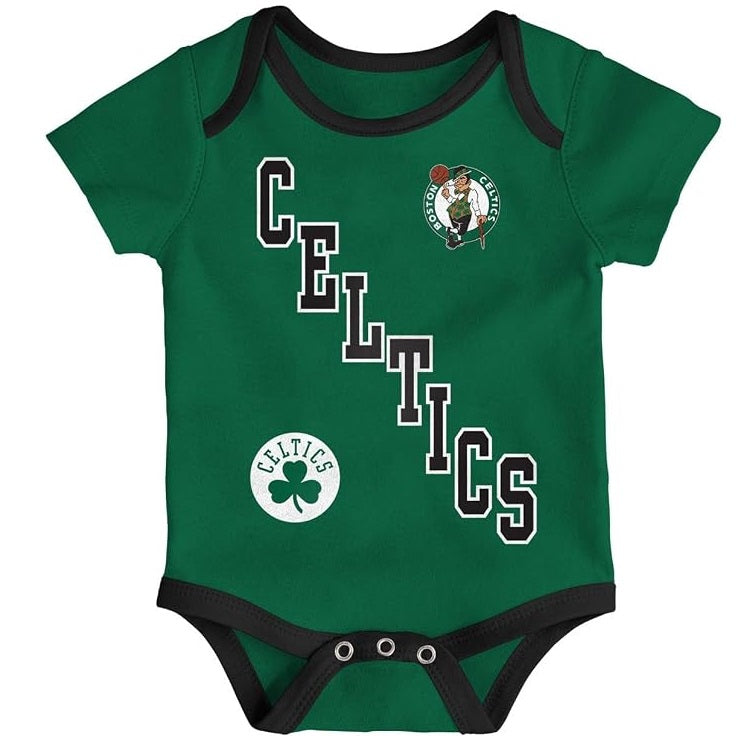 Boston Celtics 3 Pack Born To Hoop Creeper Onesie Bodysuit Set - Newborn/Infant