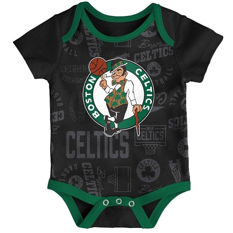 Boston Celtics 3 Pack Born To Hoop Creeper Onesie Bodysuit Set - Newborn/Infant