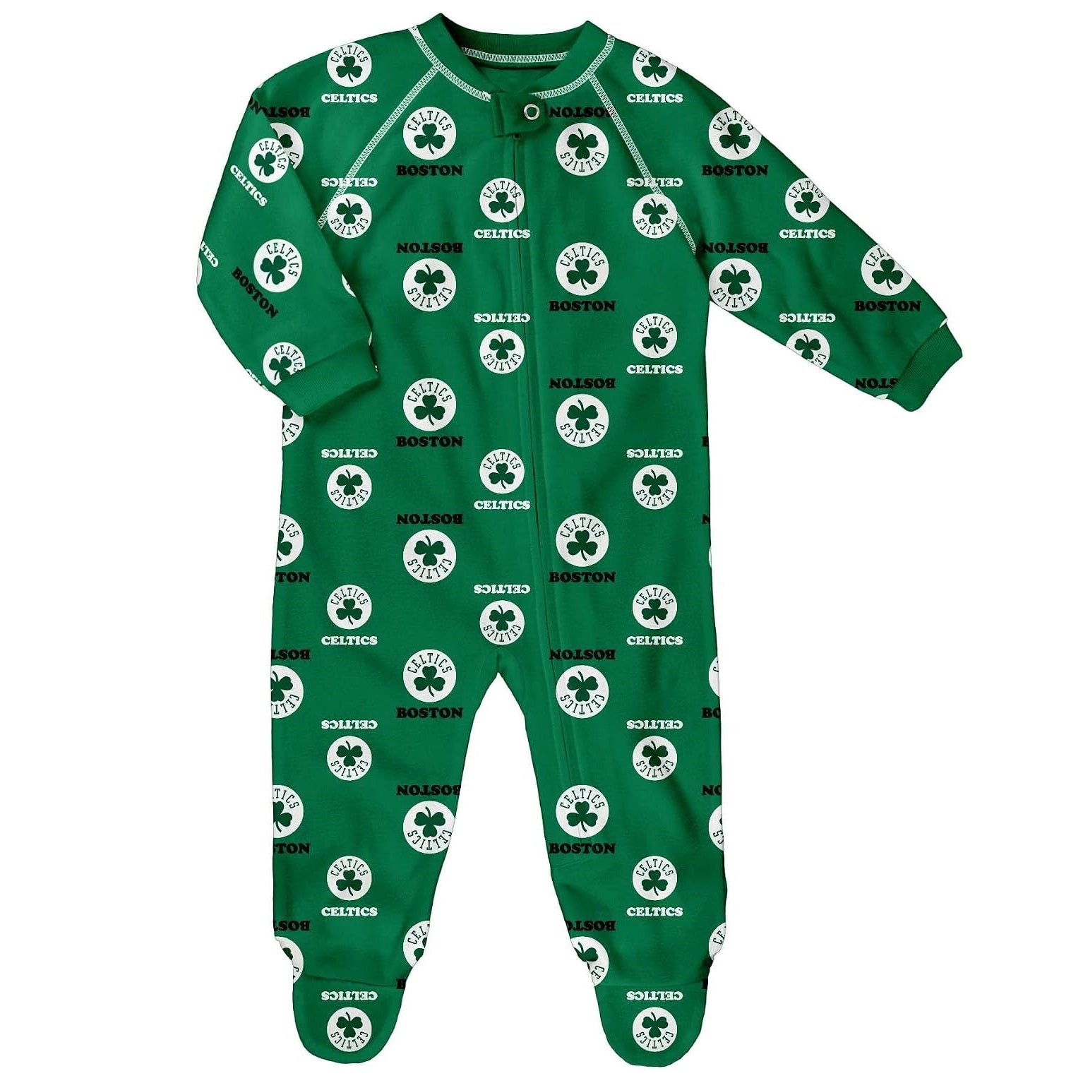 Boston Celtics Raglan Full Zip Coverall Sleeper Onesie - Newborn/Infant