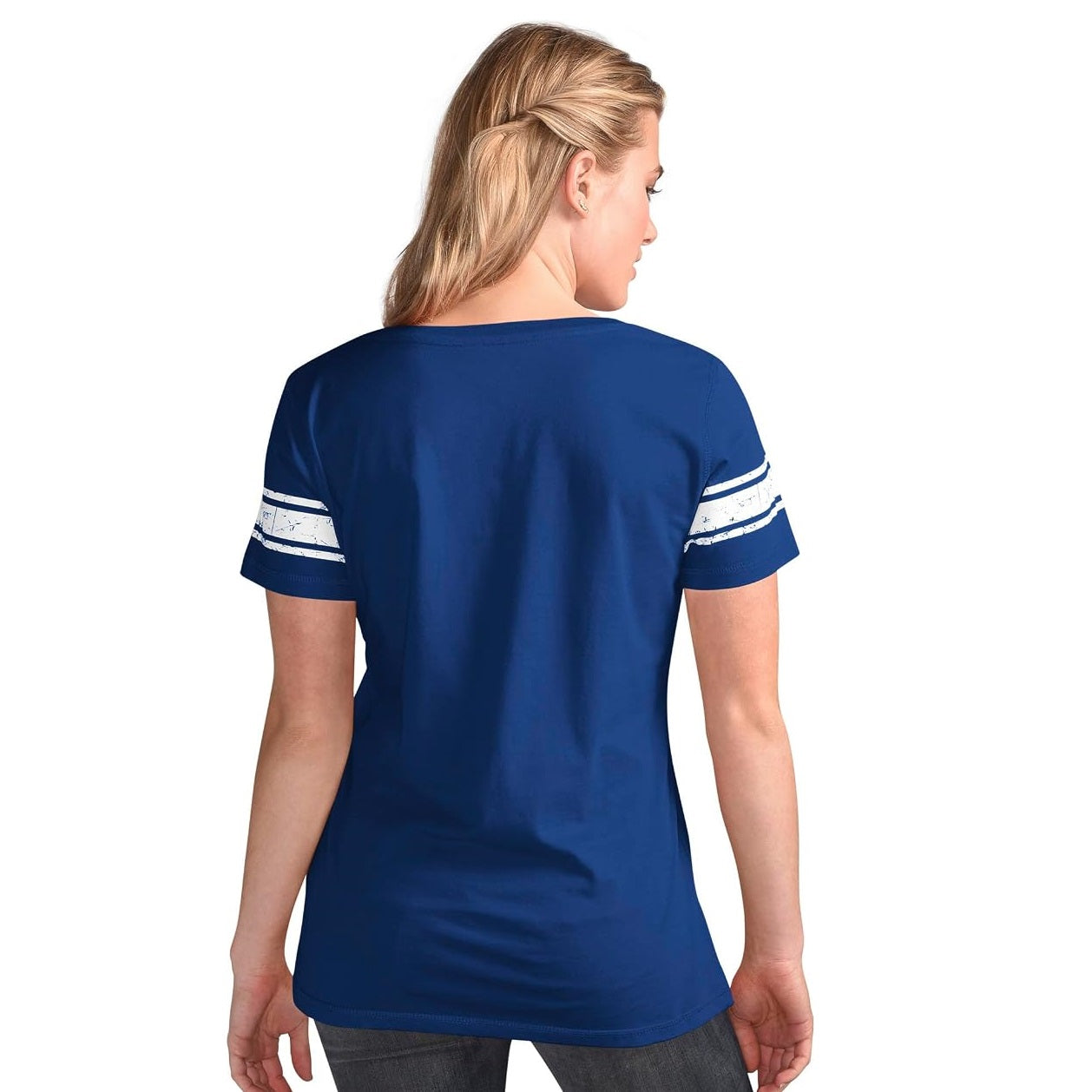 Los Angeles Chargers Women's Distressed Script V-Neck T-Shirt