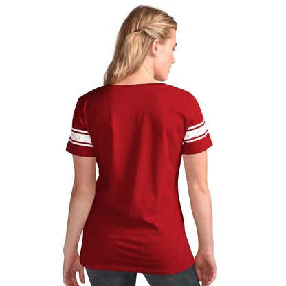 Kansas City Chiefs Women's Distressed Script V-Neck T-Shirt