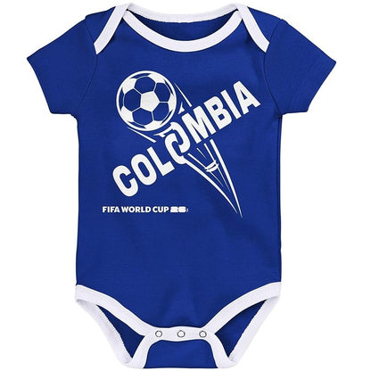 FIFA World Cup 2026 Colombia 3 Pack Creeper Onesie Bodysuit Set - Newborn/Infant