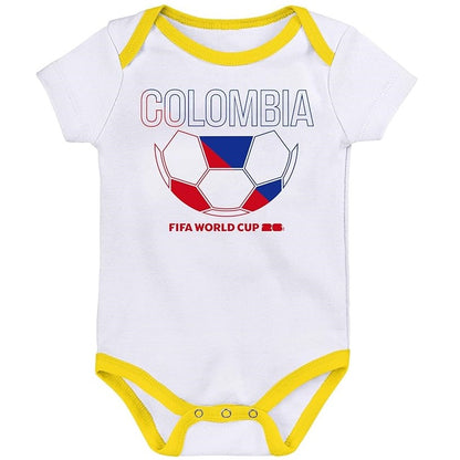 FIFA World Cup 2026 Colombia 3 Pack Creeper Onesie Bodysuit Set - Newborn/Infant
