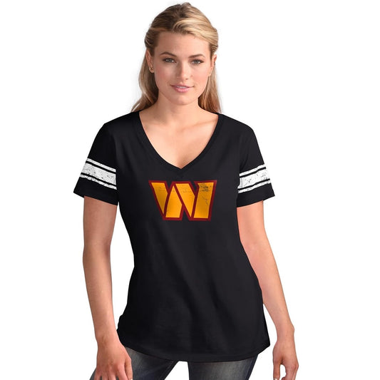 Camiseta de mujer con cuello en V y diseño desgastado de los New York Yankees Ballpark