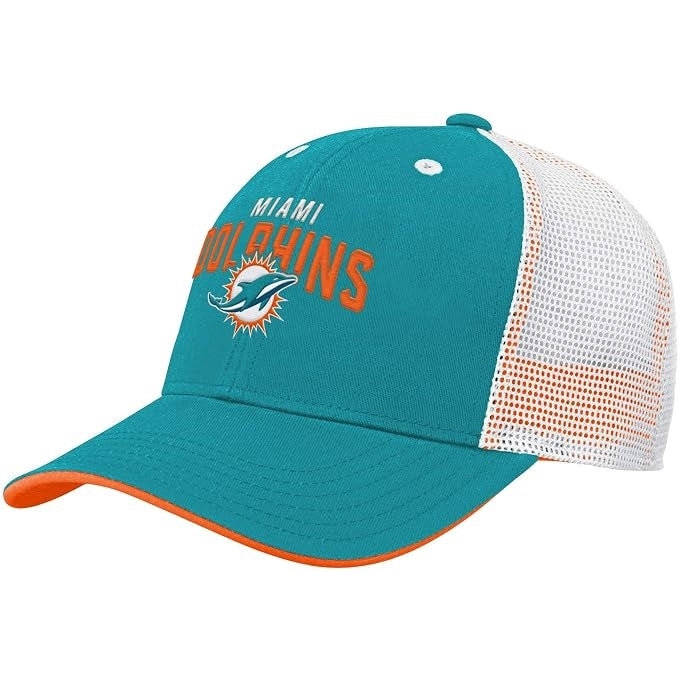 Miami Dolphins Youth Core Lockup Adjustable Meshback Hat