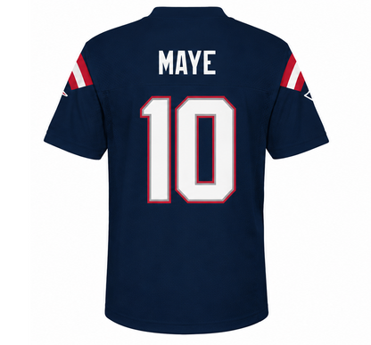 Outerstuff Youth Boys Drake Maye New England Patriots Navy Replica Jersey - Back