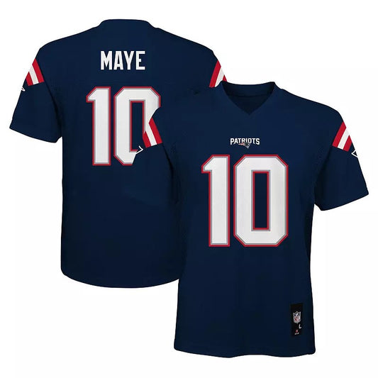 Outerstuff Youth Boys Drake Maye New England Patriots Navy Replica Jersey